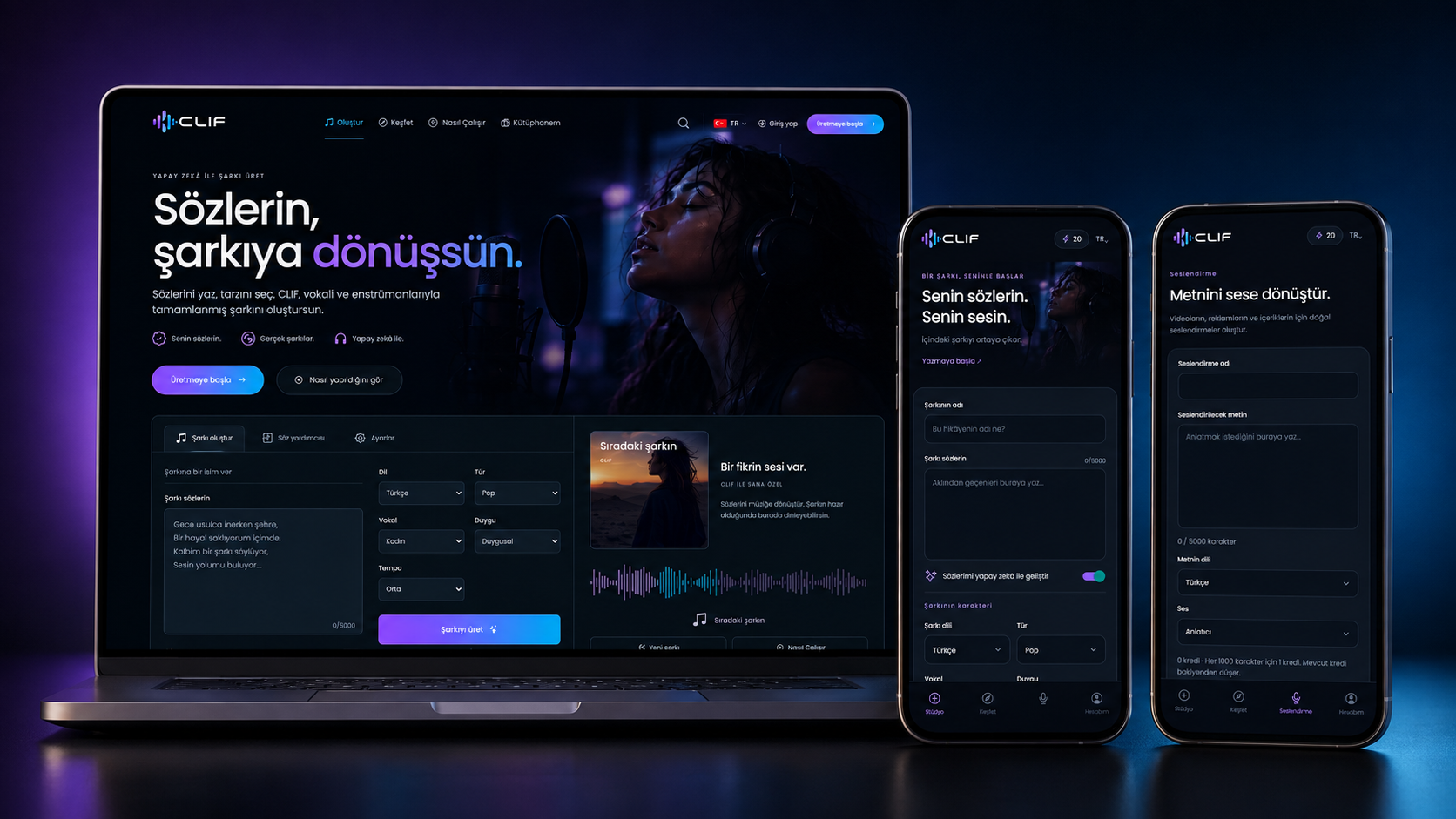 CLIF — AI Music & Voiceover Platform